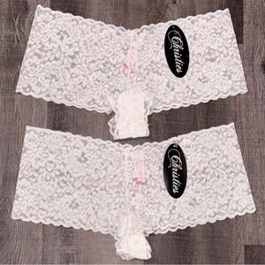 New 2-Pair Bundle Christies XXL White Stretch Lace Panties